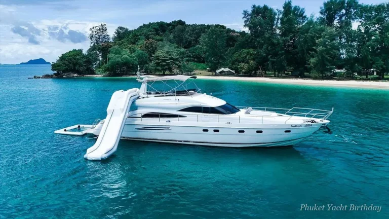 Frangipani 65 motor yacht with inflatable slide in Phuket