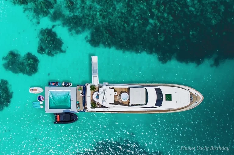 Turquoise Lagoon 102 superyacht with sea pool and jet skis in Phuket